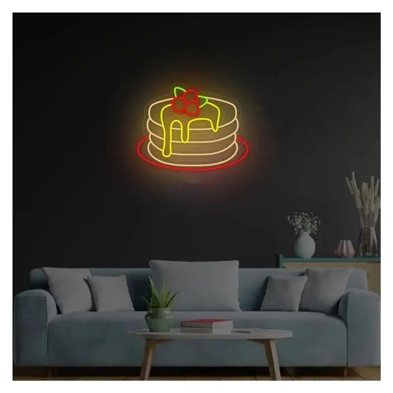 Pancakes Neon Signs Bakery Shop Lights USB Powered Dimmable Suitable For Cafe Restaurant Decor 25cmx33cm