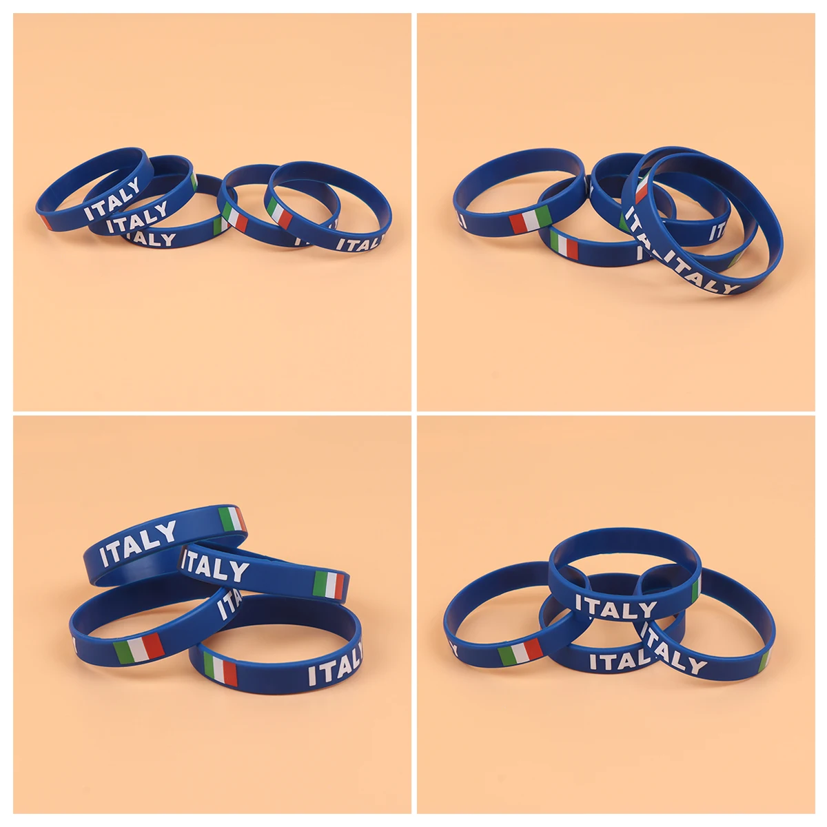 

10 pcs Country Flag Printed Silicone Wristbands Eco-Friendly Durable Comfortable Sports Football Match Competitive Race