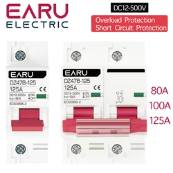 DC12 24V MCB Battery Car Protector Mini Circuit Breaker DZ47 80A 100A 125A DC Positive  Negative Pole Protection Switch Isolator