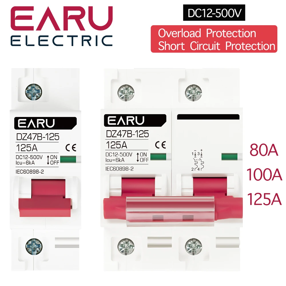 DC12 24V MCB Akumulator Samochodowy Mini Wyłącznik DZ47 80A 100A 125A DC Dodatni Ujemny Przełącznik Ochronny Izolator