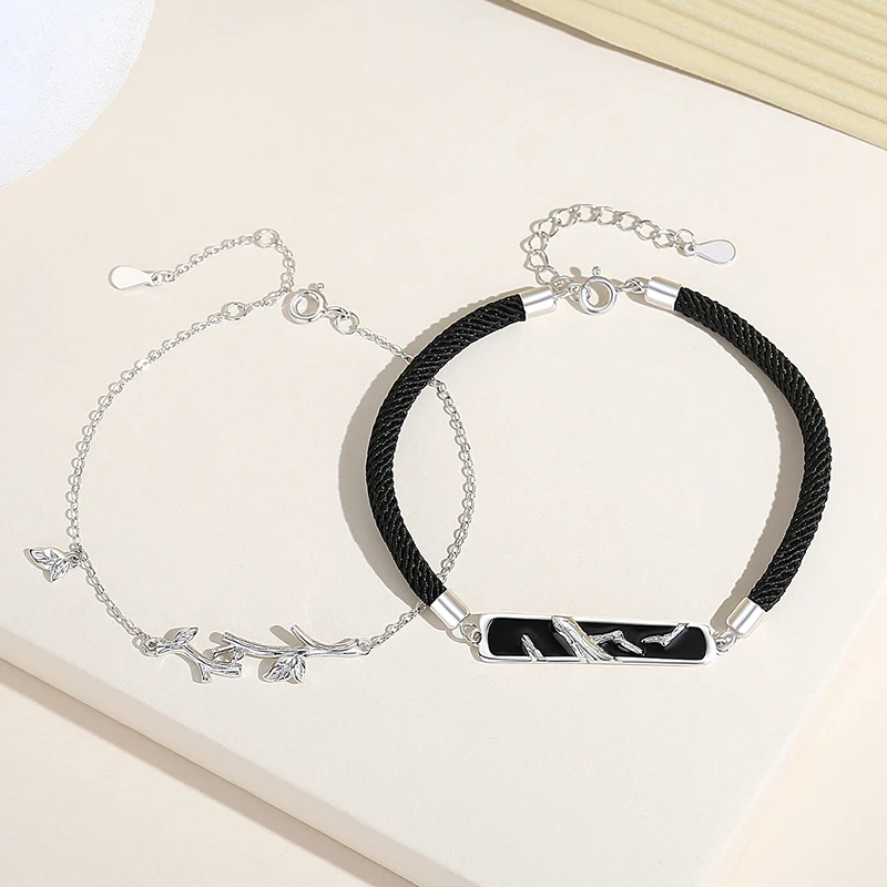 سوار فضة إسترليني للنساء ، أشجار الربيع ، مجوهرات للزوجين ، هدية حفلة عيد ميلاد ، موضة أوروبية ، جديدة #2