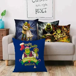 Fantasy movie funny Shrek Pillow Covers Cartoon Sofa Decorative Home Double-sided Printing Short Plush Cute Cushion Cover