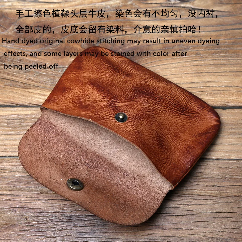 Nzpj Vintage Echt leder Herren Karten tasche Original natürliche Rindsleder Zero Wallet Damen Münz tasche Kreditkarten tasche Schlüssel tasche – Detail 7