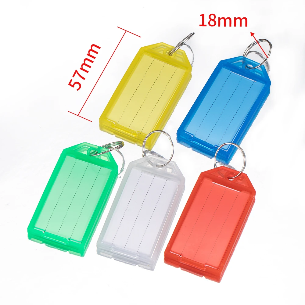 50/10Pcs Multi Style Plastic Key Labels With Jump Rings Mixed Color Key Markings for DIY Key Chain Kit Numbered Name Luggage Tag