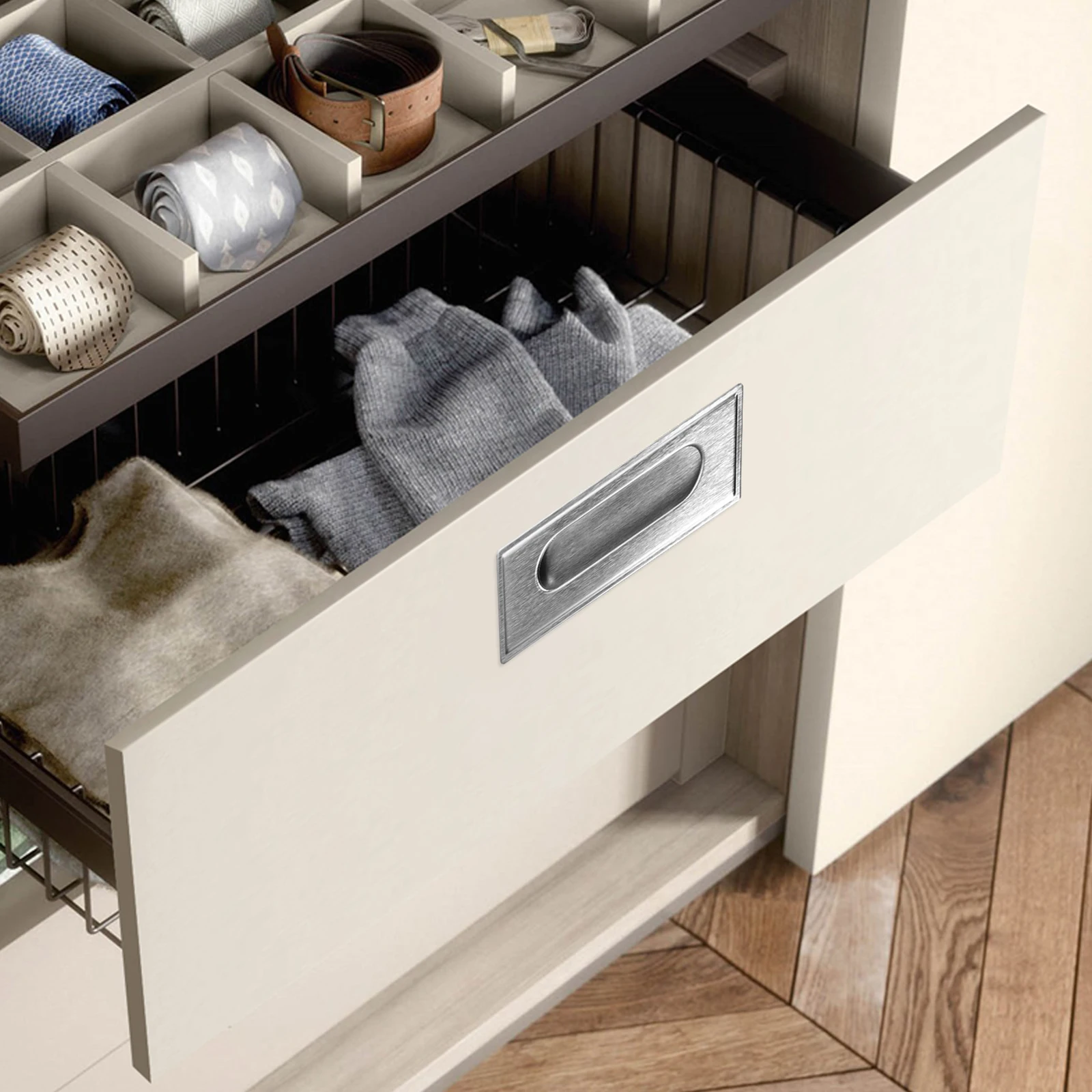 

6Pcs Embedded Invisible Wardrobe Pull Handles Stainless Steel Durable Practical Cabinet Door Handle Home Furniture