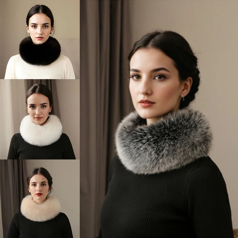 Fox Fur Scarf Fur Headband Women Winter Ring Fox Fur Scarves Luxury Neck Warmer Good Elastic 100% Natural Fur Mufflers for Women