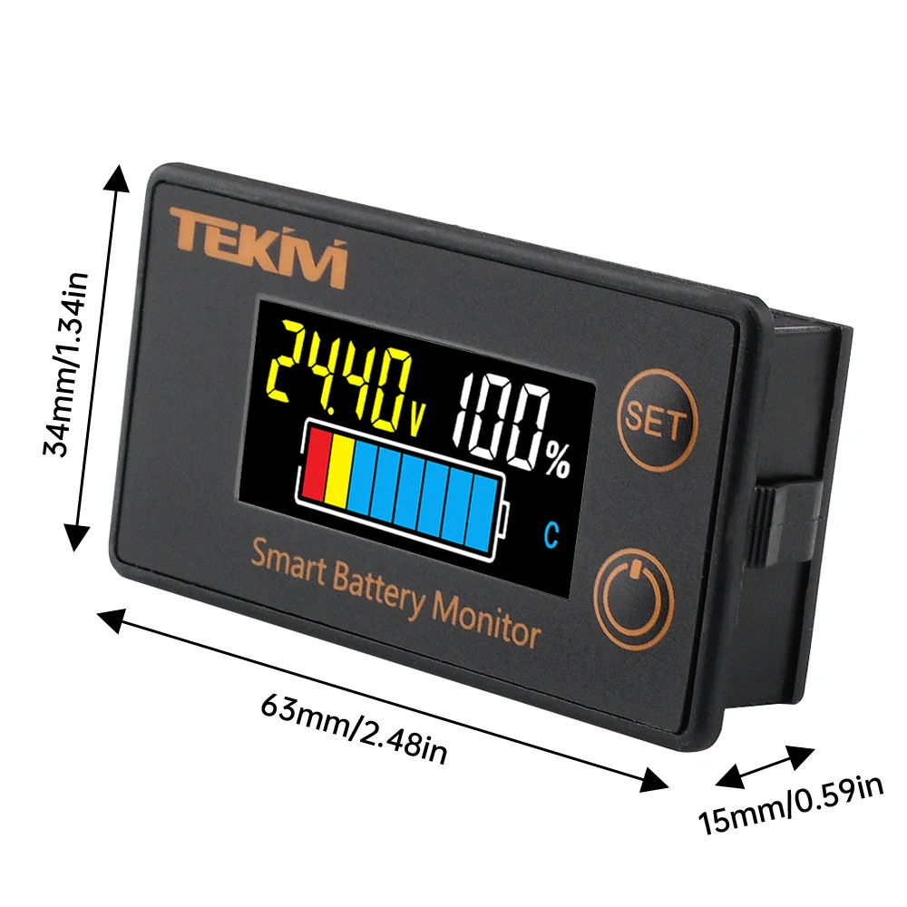 DC7-100V Battery Capacity Indicator 6139 Color LCD Digital Electricity Meter Lead-acid Lithium LiFe PO4 Voltage Tester for Car