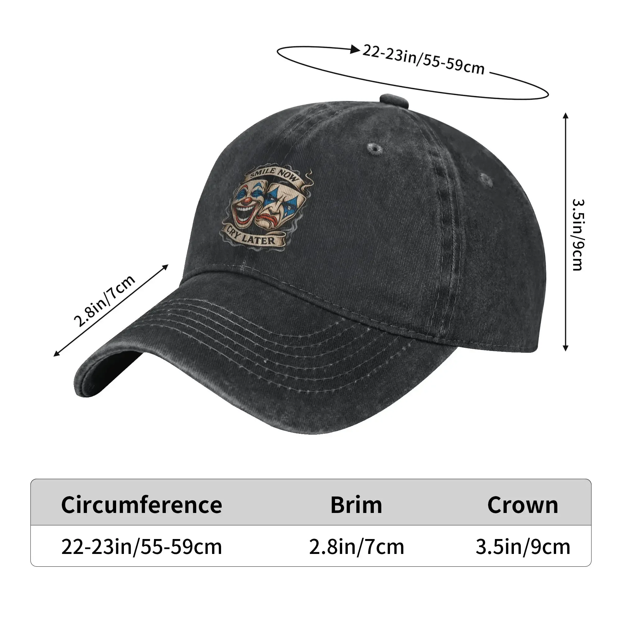Smile Now Cry Later Mask Art Sun Baseball Cap Vintage Couple Women Washed Trucker Hat Sunscreen Print Outdoor Baseball Caps view 2