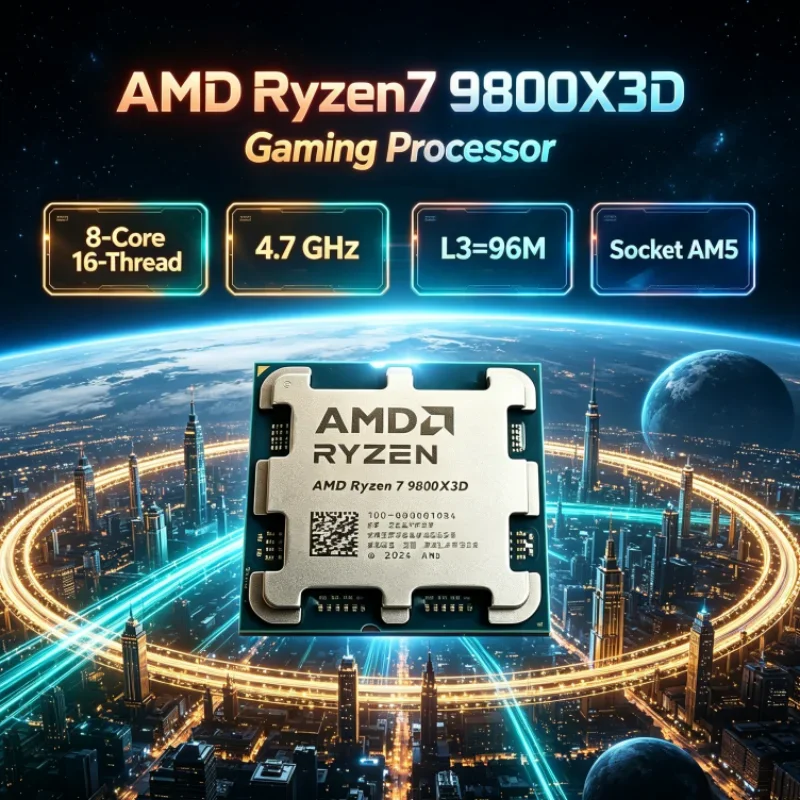 AMD Ryzen 7 9800X3D L3=96M 4.7GHz Gaming Processor R7 9800X3D 120W 4NM DDR5 Socket AM5 8-Core 16-Thread