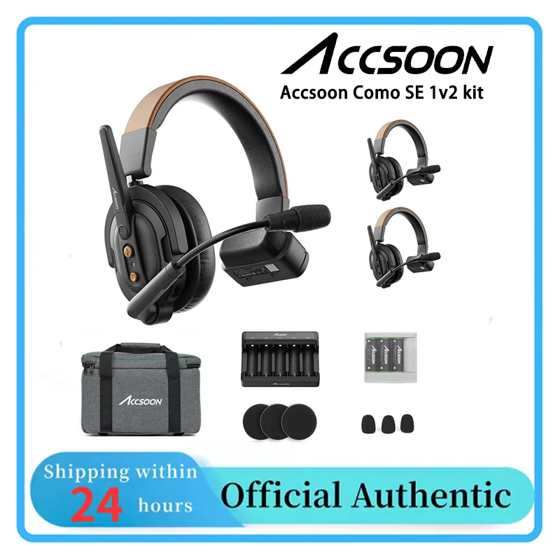 1 Host 2 Remote Wireless Intercom Headset, 5-Person Max Team Communication for Live Film Production Accsoon Como SE