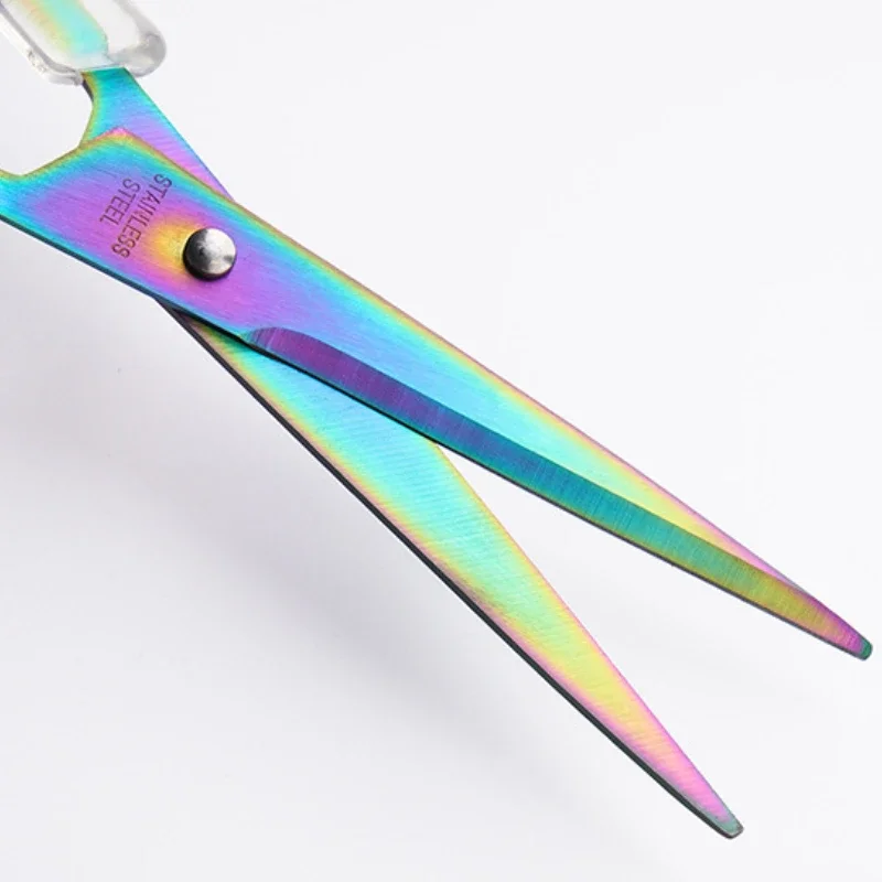1Pc INS Fresh Simple Transparent Handle Scissors Office Paper Cutter Stainless Steel Stationery Scissors DIY Art Craft Scissors