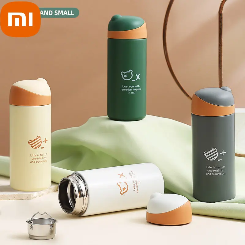 Xiaomi Simple English Bear 304 Stainless Steel Water Bottle Keeps Cold And Heat Outdoor Portable Readily Insulated Tumbler