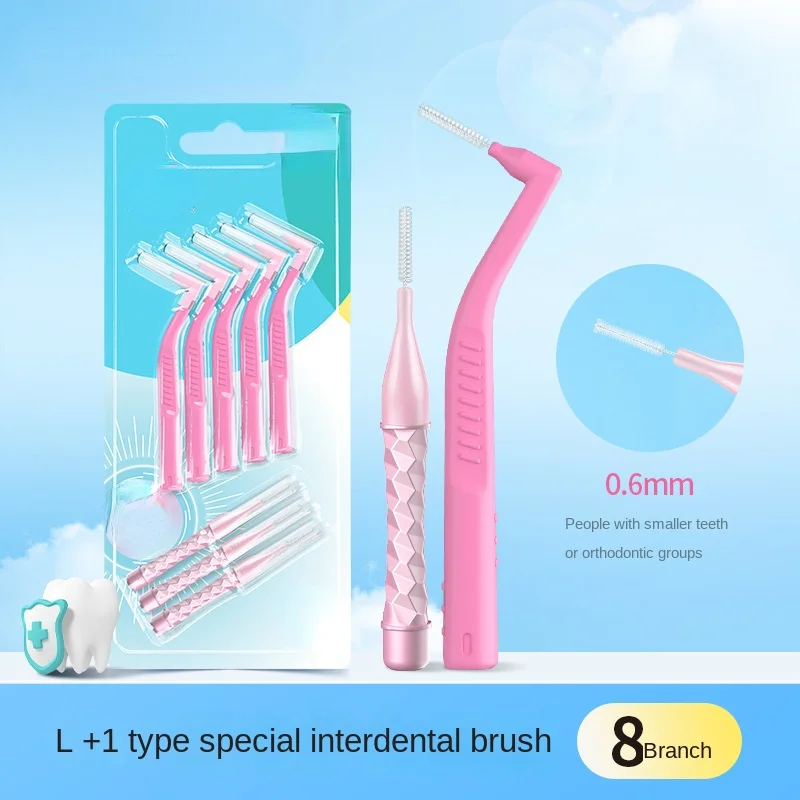 8 Pcs I+L-type Push Pull Interdental Brush 0.4-1.5Mm Cleaning Between Teeth Oral Care Orthodontic Tooth Floss