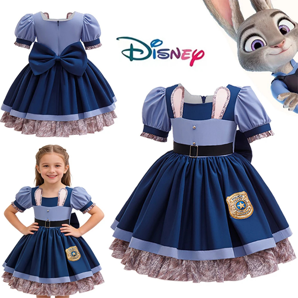 

Костюм полицейского Джуди Банни из мультфильма Disney Zootopia 2, тематическое платье для девочек на Хэллоуин, подарок на тематическую вечеринку в стиле кролика