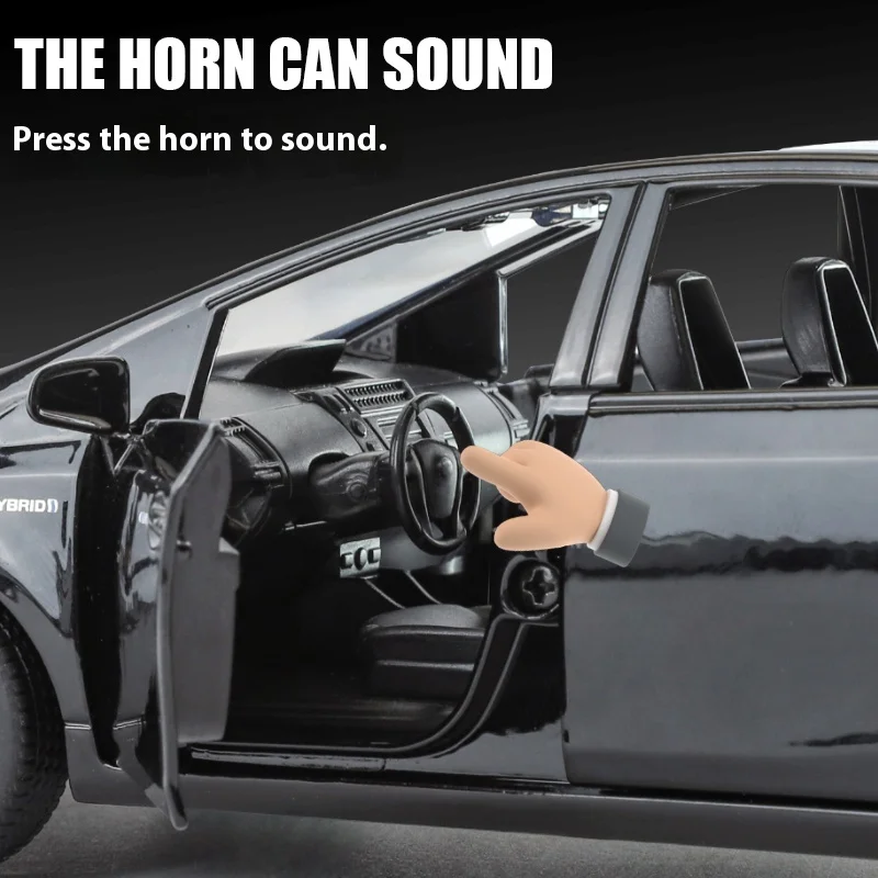 Modello di auto in lega Prius in scala 1:32 con azione pull-back retrò, giocattolo divertente per bambini, oggetto di visualizzazione educativo, regalo ideale per auto Ent