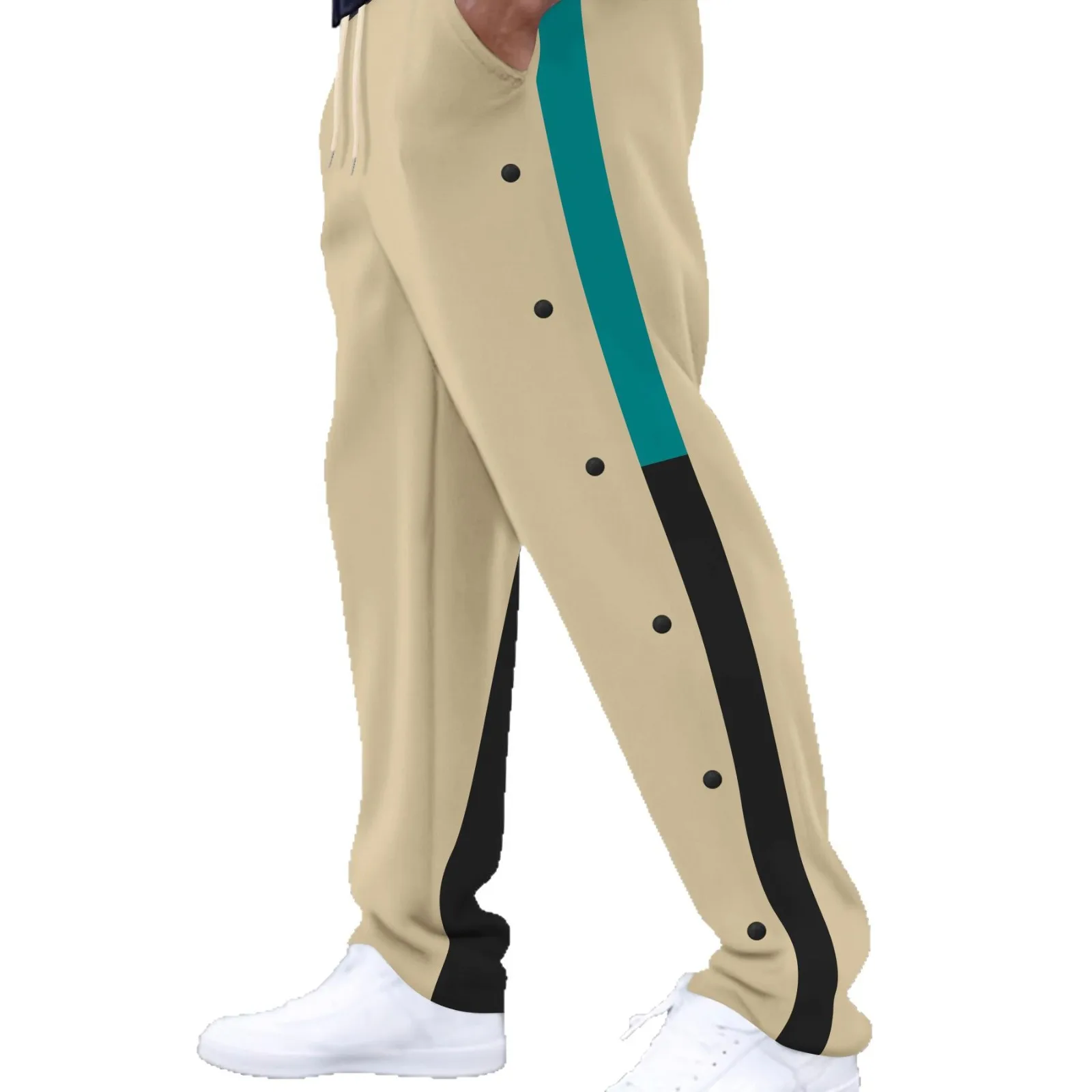 2025 Four Seasons Cross border New Sports Men's Pants Color blocked Straight Tube Large Drawstring Men's Casual Pants