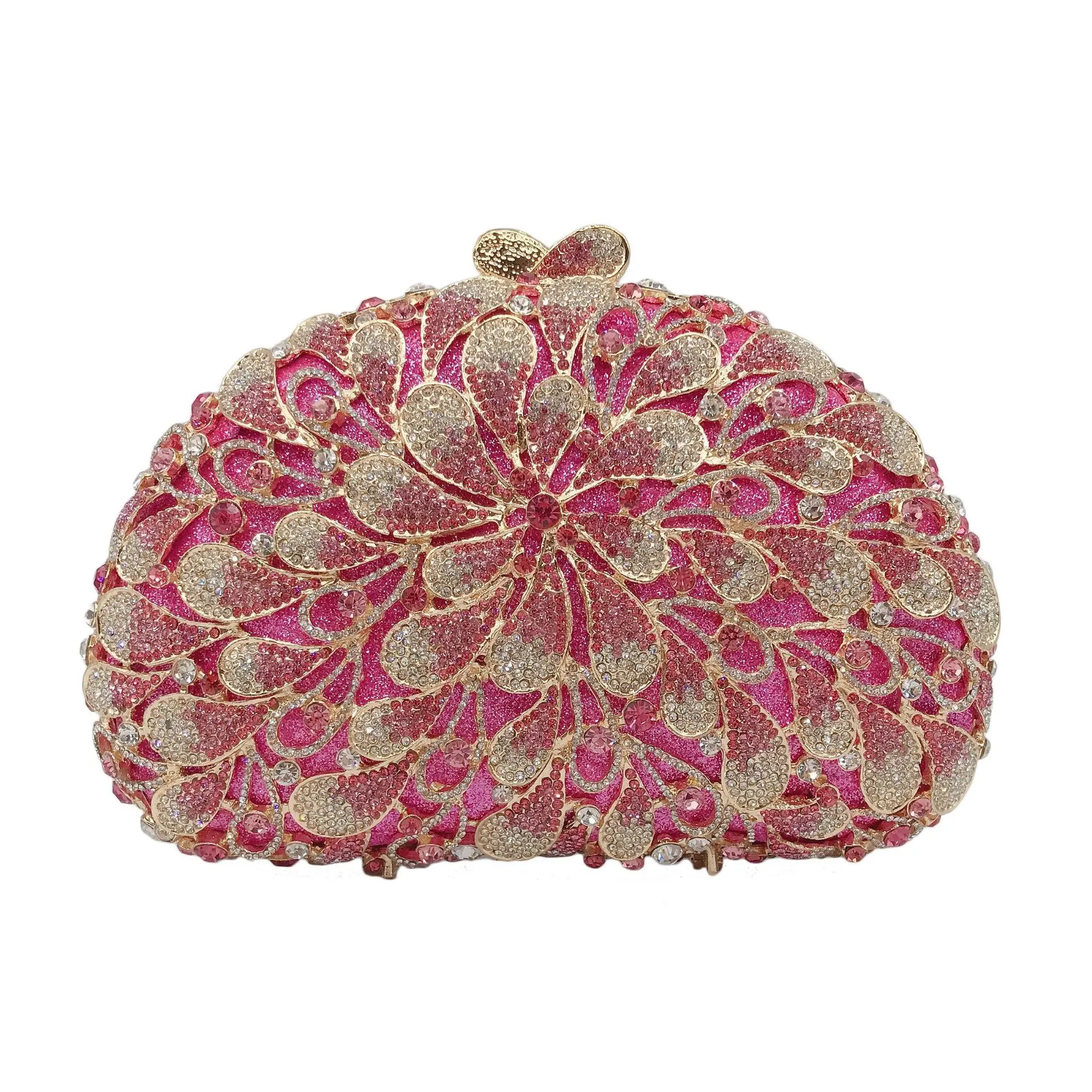 Full Stones Minaudiere Grün/Rot Clutch Kristall Abendtaschen Handtasche Damen Party Balltasche Brautclutches Hochzeitstasche – Detail 2