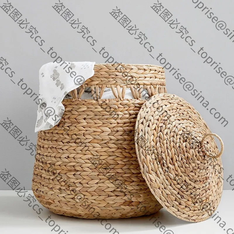 Suitable handmade woven Japanese style storage baskets with lids snack water hyacinth organizer baskets home household misc good