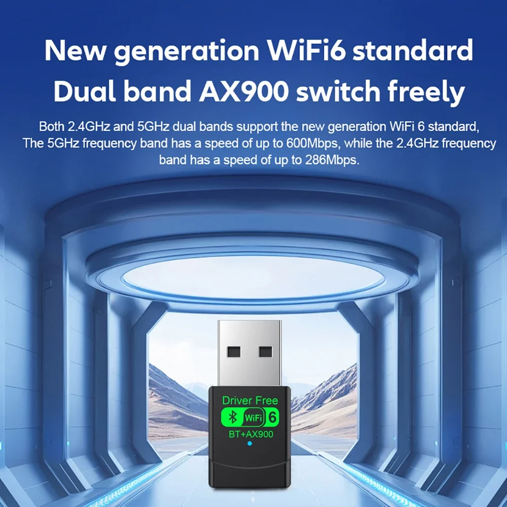 900Mbps WiFi 6 USB محول ثنائي النطاق 2.4G/5Ghz لاسلكي واي فاي استقبال USB بلوتوث دونغل بطاقة الشبكة لأجهزة الكمبيوتر المحمول Win 10/11