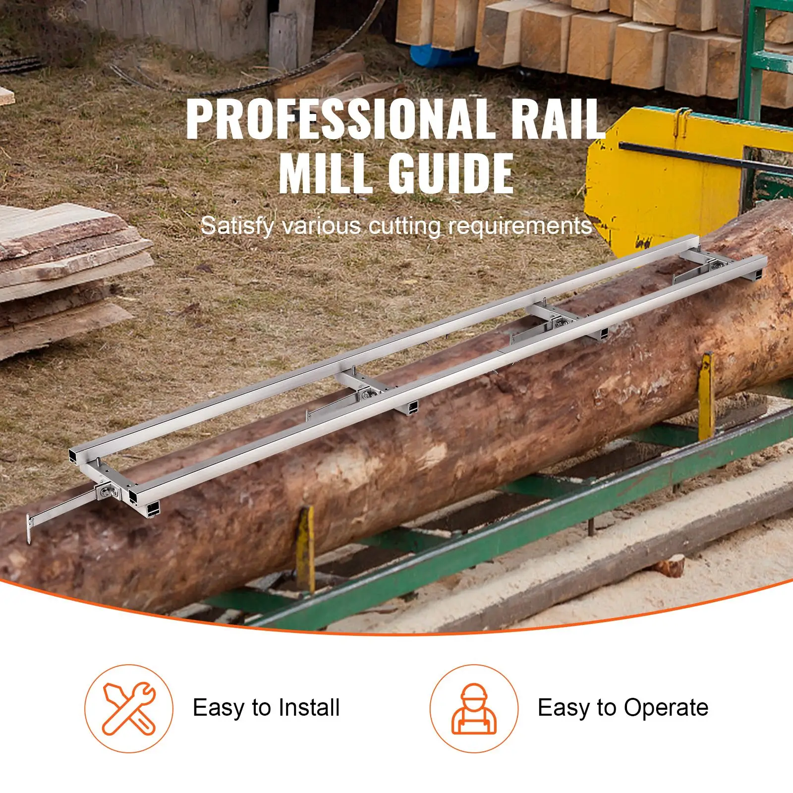 Rail Mill Guide System, 9 ft, 4 Crossbar Kits Chainsaw, Aluminum Adjustable Saw Work with for Builders and Woodworkers