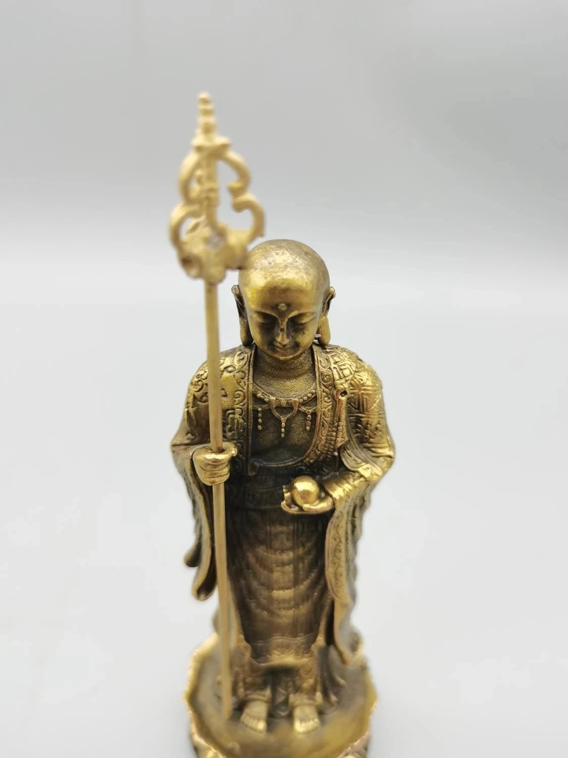 CHINA antique brass fengshui Bodhisattva of dizang King small Statue Metal crafts family decorations statue