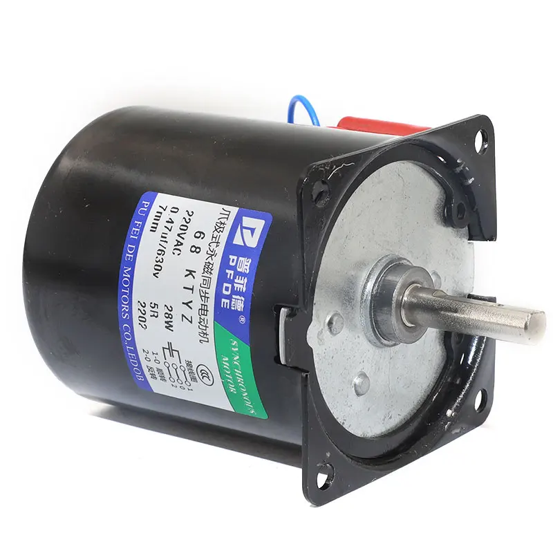 68KTYZ Permanent Magnet Synchronous Motor Center Shaft 7mm With Hole 28W CW/CCW AC Metal Geared Reducer Electric Motor 220v