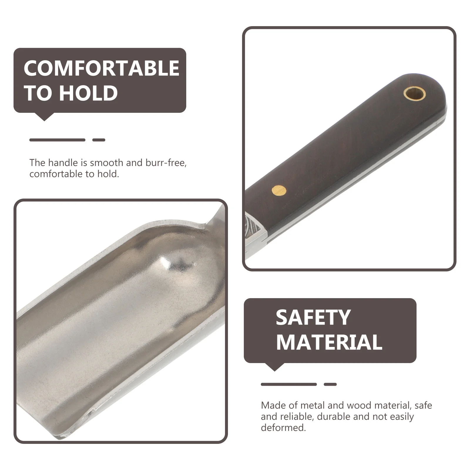 

Rustic Metal and Wood Tea Spoon Scoop for Loose Tea Coffee Beans Kitchen Storage Canisters Long Handle Easy Clean Design