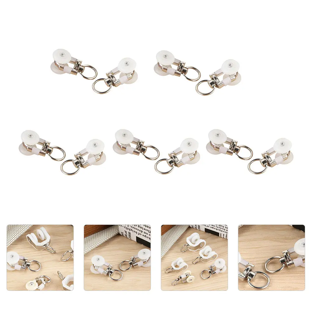 

20 Pcs Track Curtain Pulley Wheel Gliders Roller Wheels Rail Sliding Accessories White Hanging