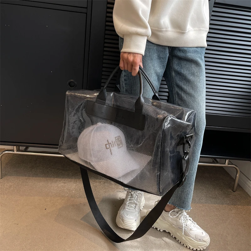 

High-End Fitness Travel Luggage Bag, Transparent Design, Single Shoulder Crossbody Carry, Extra-Large Capacity Layered Storage, Suitable for Both Men and Women