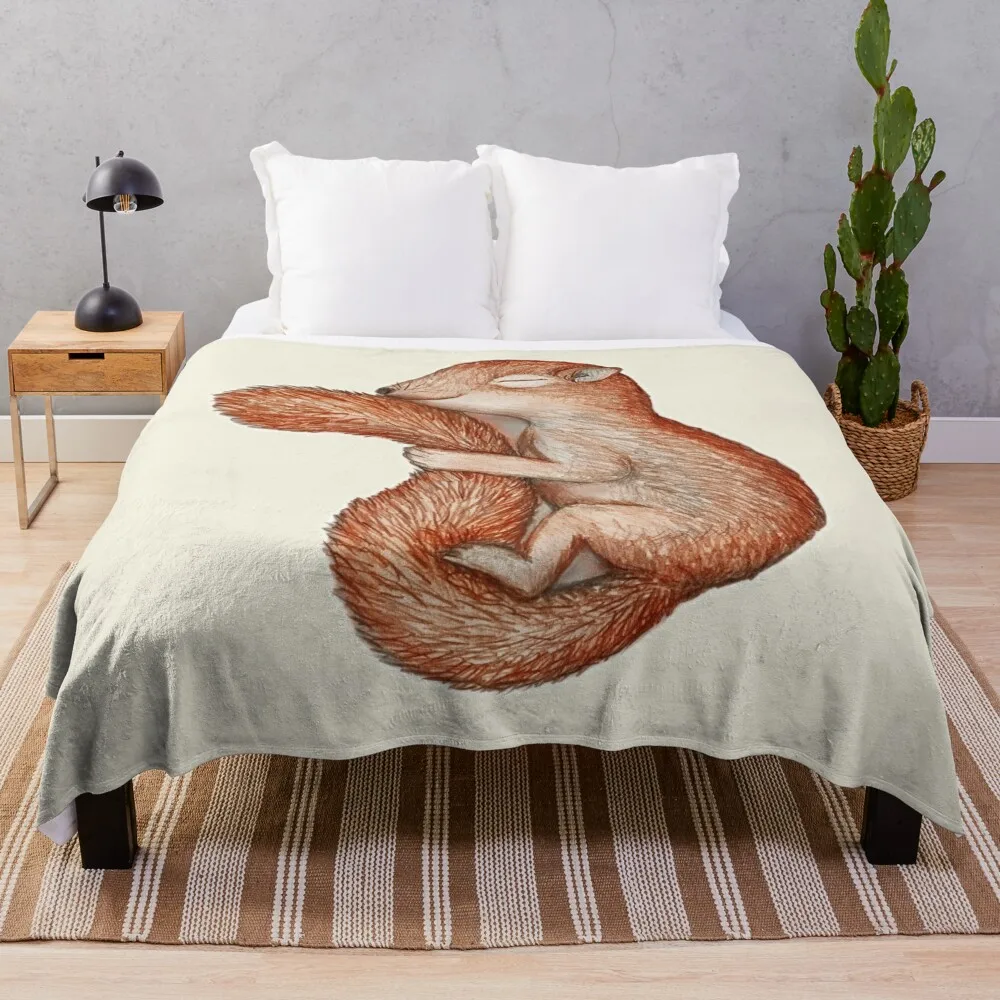 

Hibernating squirrel Throw Blanket Bed linens Soft Plaid Cute fluffy Blankets