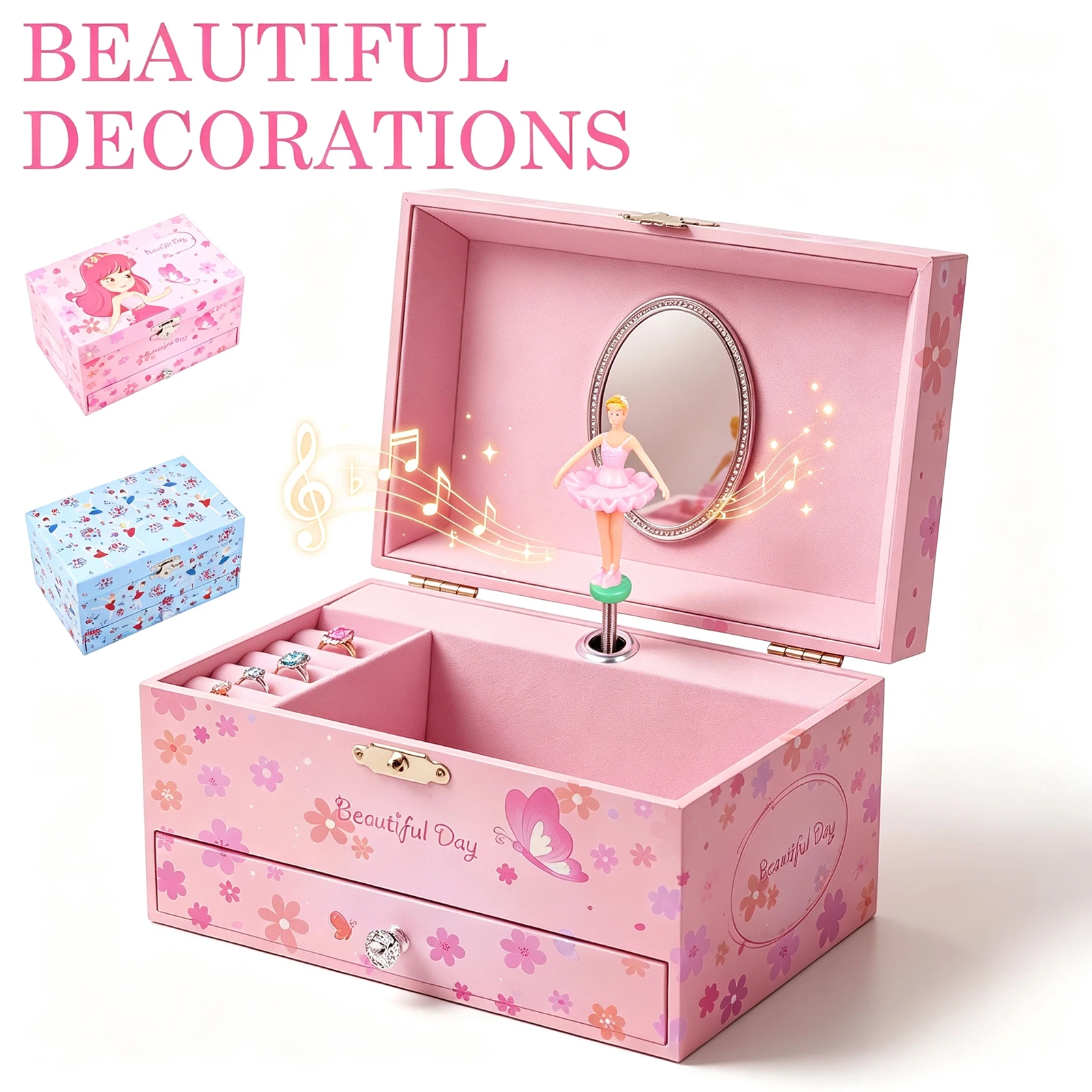 Music Box Christmas Fantasy Rotating Unicorn Ballet Girl Children's Music Box New Year Birthday Party Gift Multifunc Jewelry Box