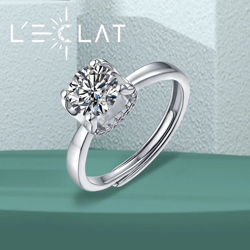 

LECLAT 0.5-3CT Moissanite Diamond Ring for Women Oval Fancy Cut Bridal Wedding Promise Band 925 Silver Rings Original Certified