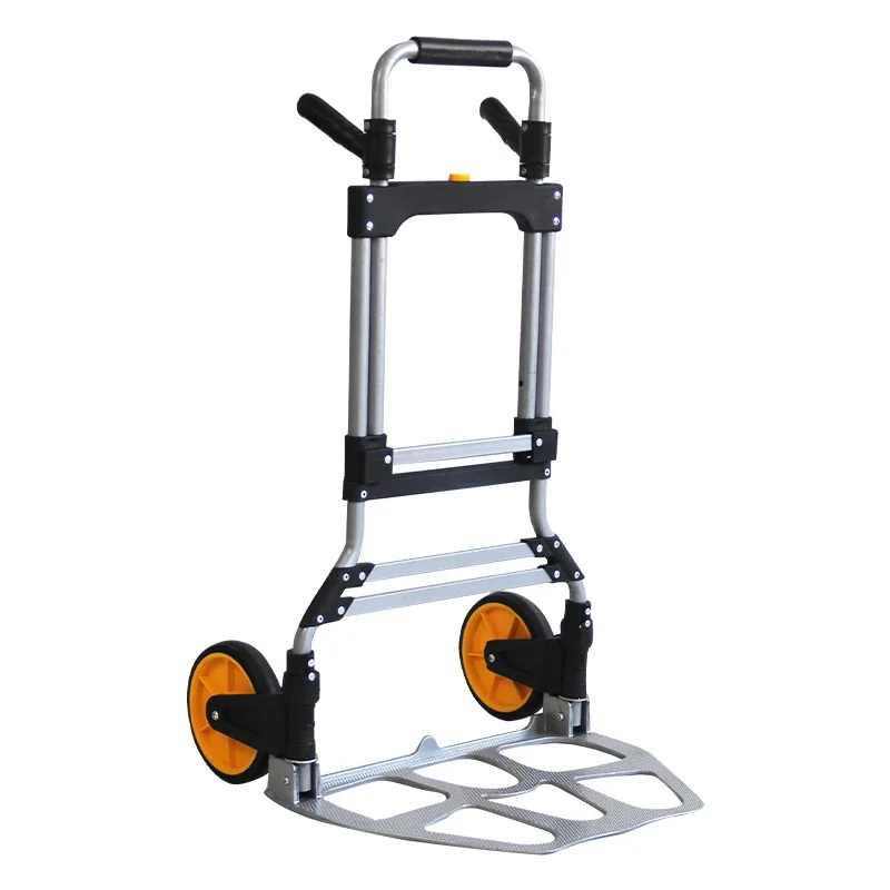 Portable 120 Kg Capacity 2-wheel Mobile Portable Aluminium Folding Trolley Trolley with Retractable Handle for Travel