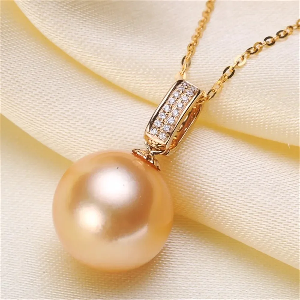 

DIY Accessory G18K Gold Pendant Empty Holder Exquisite Pearl Pendant Necklace Empty Holder Can Be Paired Fit 8-12mm G141