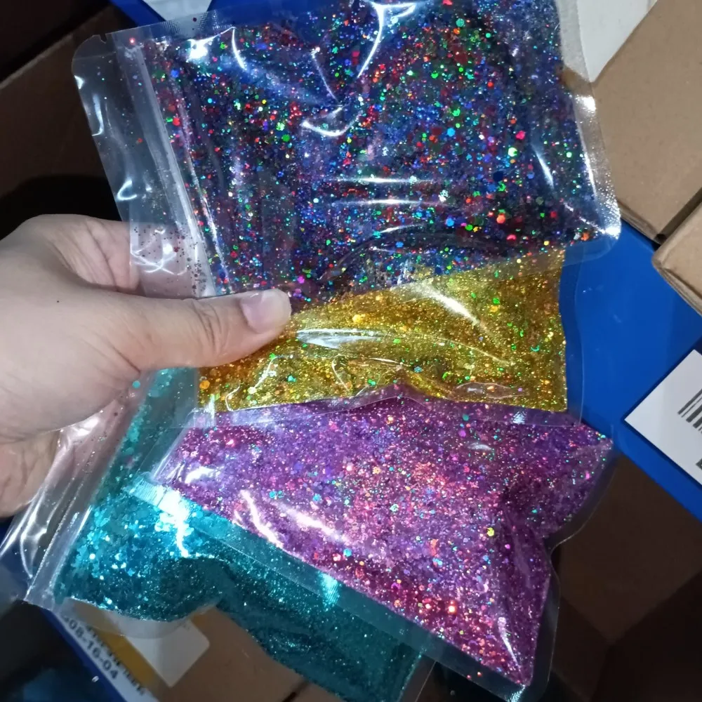 1Bag Holographic Chunky Glitter 1.75oz/50g Purple Blue Dreamy Sparkle Glitter for Craft Fine Glitter Mix Iridescent Flake Sequin