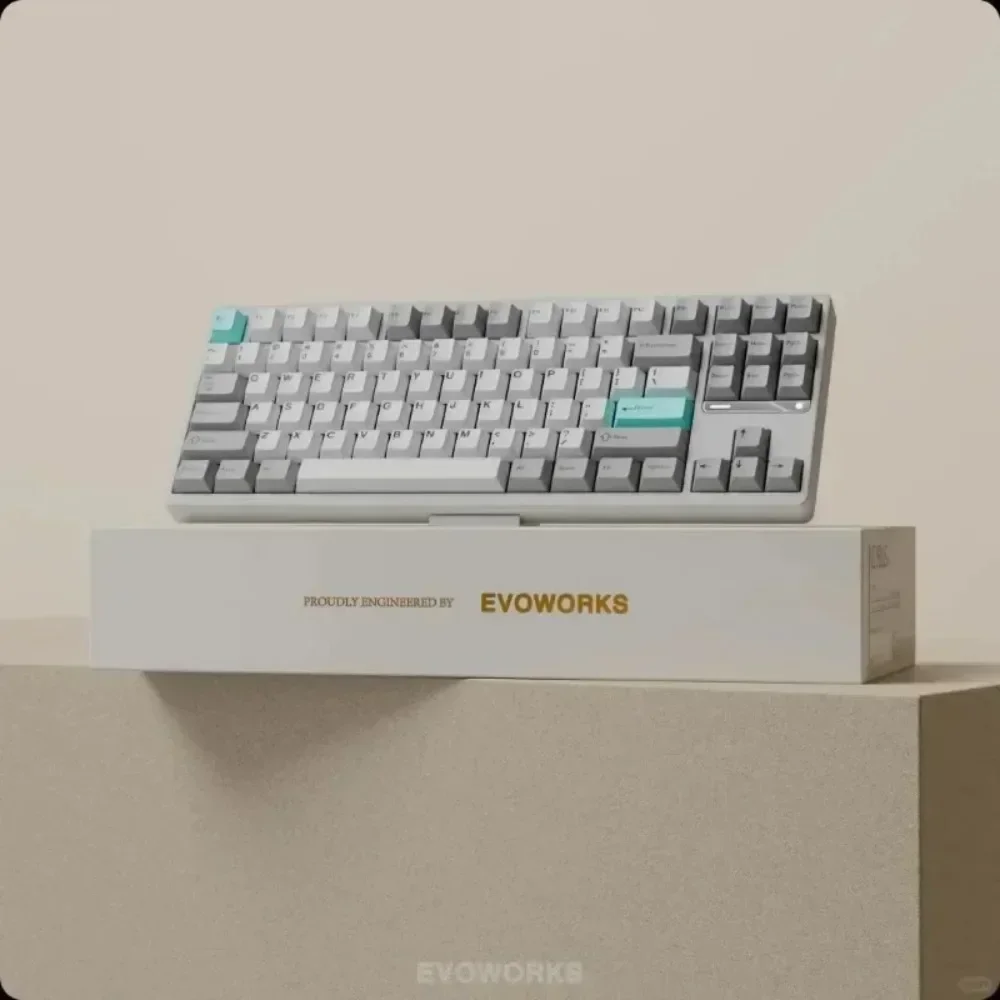 EvoWork EVO80 Mechanical Keyboard CNC Aluminum Ball System Tri-mode RGB Gasket Quick Release HotSwap Custom 75% Office Keyboard