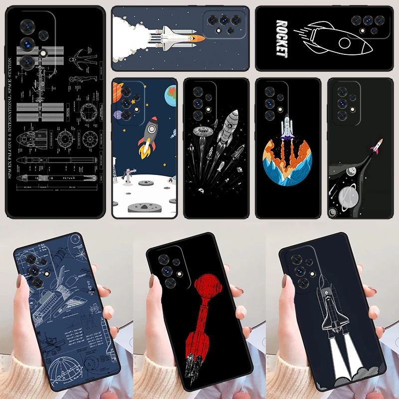 Space Rocket Satellite Launcher For Samsung A52 A72 A73 A20e A21S A50 A70 A11 A12 A42 A31 A40 A51 A71 A32 A80 A91 Phone Case