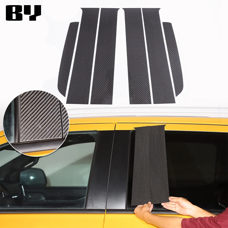 For Ford Ranger Wildtrak Raptor 2023 2024 Carbon Fiber Door Window Center Middle Column B C Pillars Post Cover Trim Accessories