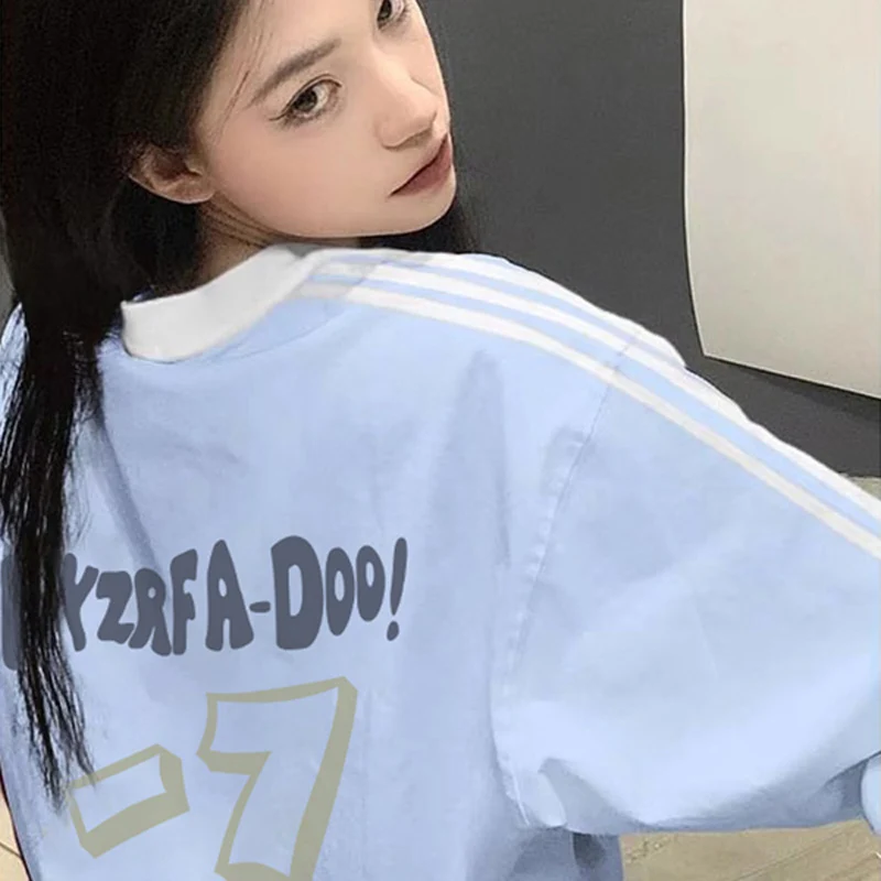 

CASUMANL Brand Short Sleeve T-shirts Women 2024 New Summer Baggy Blue T Shirt for Females 2024 Vintage Youthful Woman Clothes