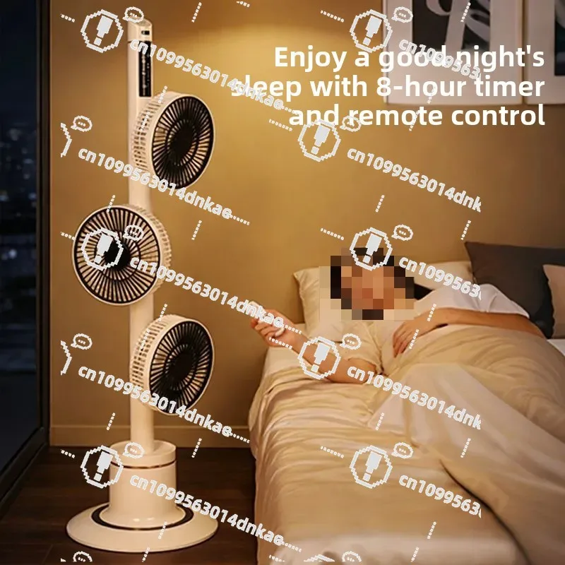 Living Room Circulating Fan Floor-to-ceiling Large Air Volume Tower Fan Soft Tone Regular Shaking Head Household Three-head