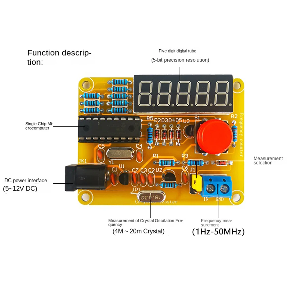 DIY Frequency Measurement Kit 1Hz-50MHz Frequency Meter High Precision Digital Tube Display Welding Practice DIY Electronic Kit