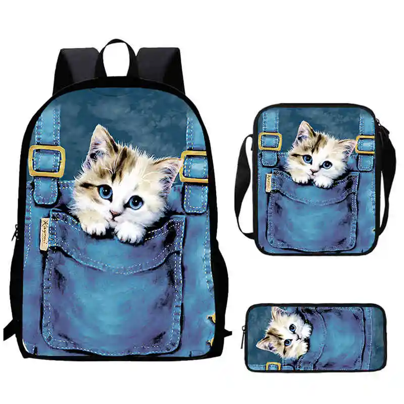 

Cartoon cat Child School Backpack With Shoulder Bags Pencil Bags For Kindergarten,Light Weight School Bags For Boys Girls