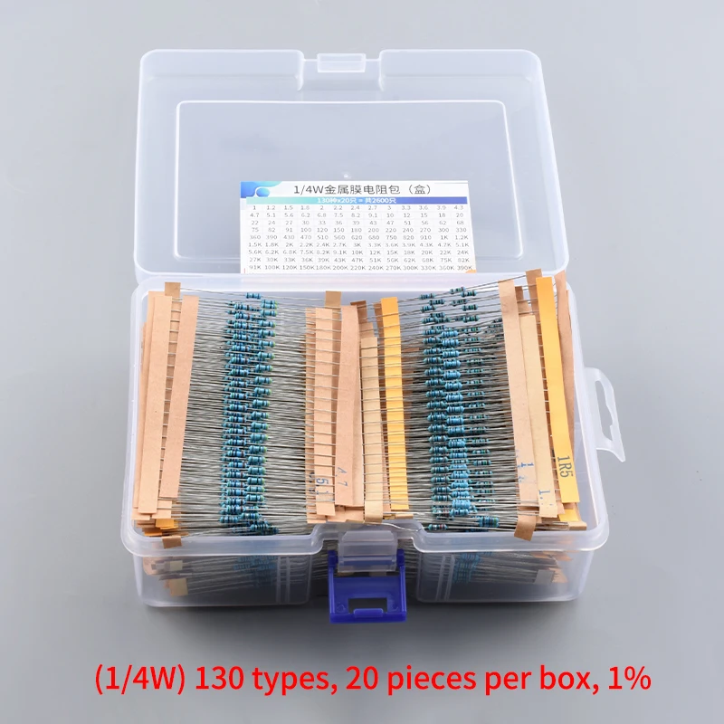 Snvi Widerstandskit 1/4W 1% Metallfilm-Widerstände Set 300 Stück 600 Stück 820 Stück 2600 Stück 30 41 130 Werte Elektronische Komponenten – Detail 4
