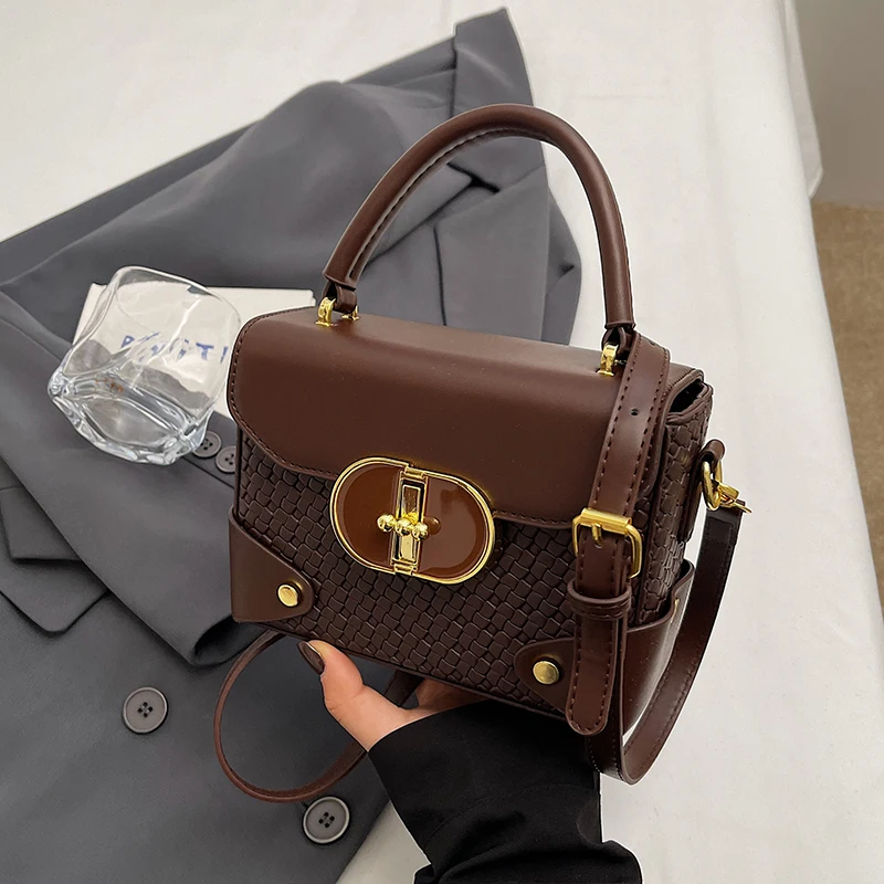 

Women Handbag Flap Box Purse Portable Commute Storage Top-handle Bags Girls Casual Shoulder Crossbody Bag PU Small Square Bags