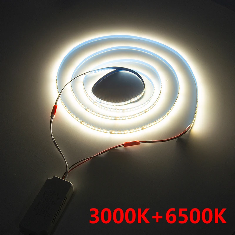 （2 welding point）3 meters 2835 200D dual colors LED strip for repairing chandeliers, 3000K+6500K LED ribbon (51-60W)X2colors