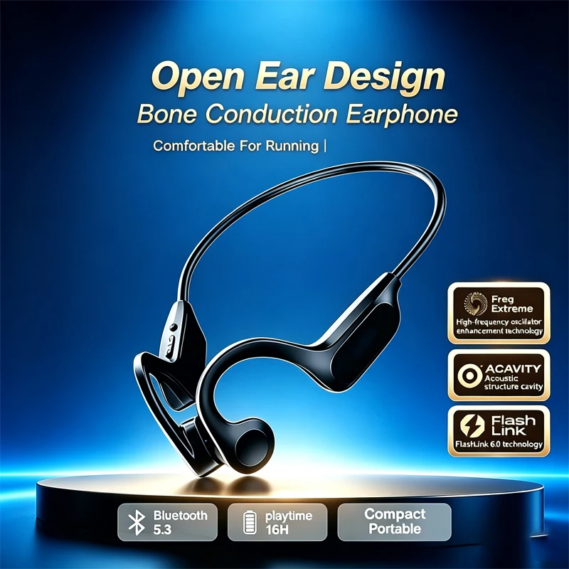 New X7 Bone Conduction Earphone 16Hours Playtime Bluetooth 5.3 Dynamic Spatial Sound Field Headphones 2026
