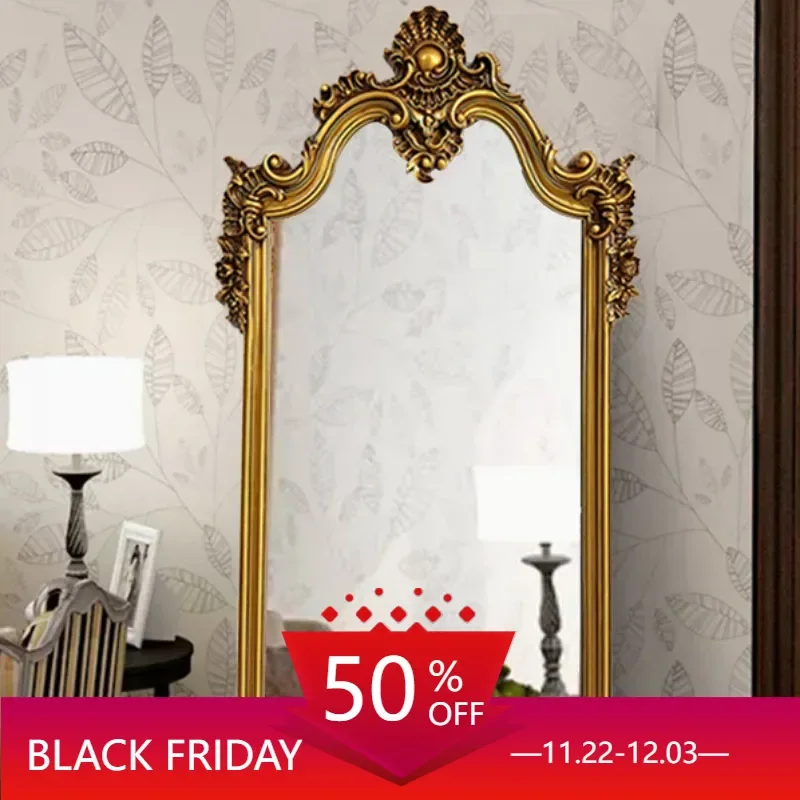 Makeup Gold Decorative Mirrors Vintage Bath Large Wall Mirror Full Body Light Cosmetic Miroir Mura Decoration Home PX50DC