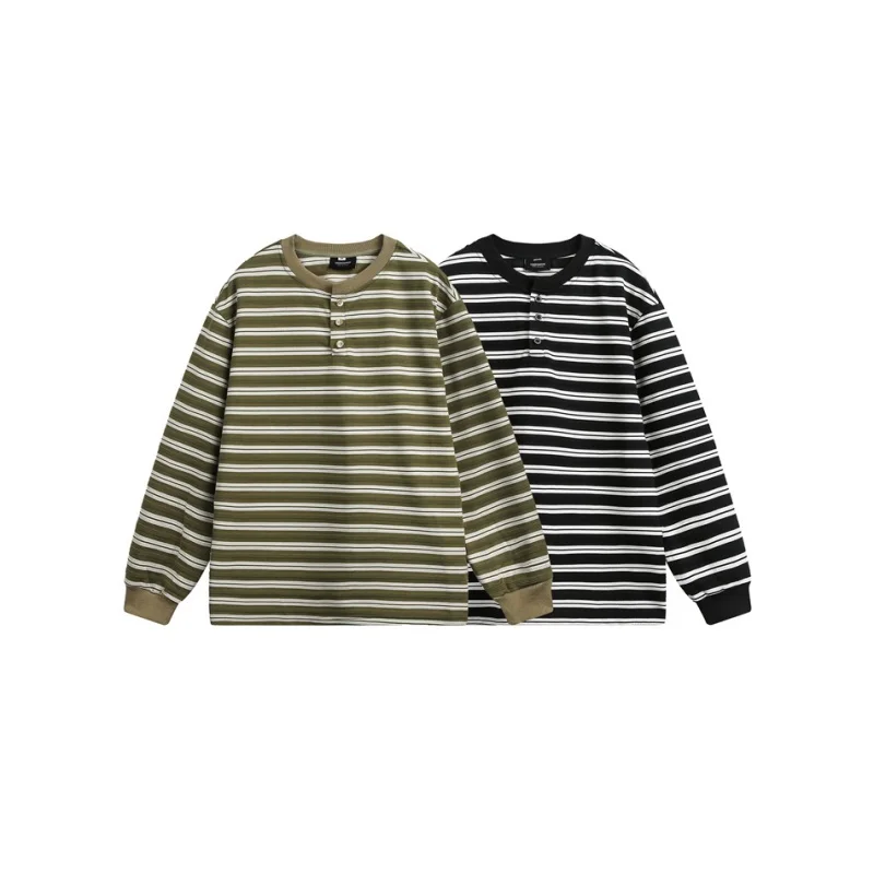 

WESTSHAN Top Quality EU US Size Luxury Active Wear Retro Striped Long Sleeve T-Shirt Trendy Unisex Autumn Tshirt