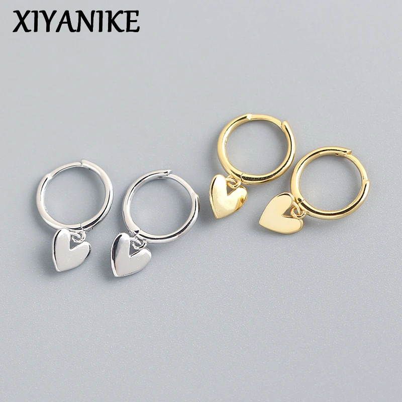 XIYANIKE Silber Farbe Neue Liebe Herz Hoop Ohrringe Weibliche Mode Nette Romantische Elegante Schmuck Paar Handgemachte Geschenke