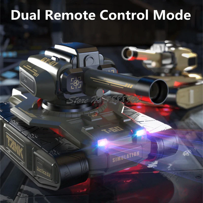 360 ° Rotation Tracked Remote Control Combat Tank 2.4G Gesture Sensing One Key Demo Simulated Sound Electric Off-Road Tank Car